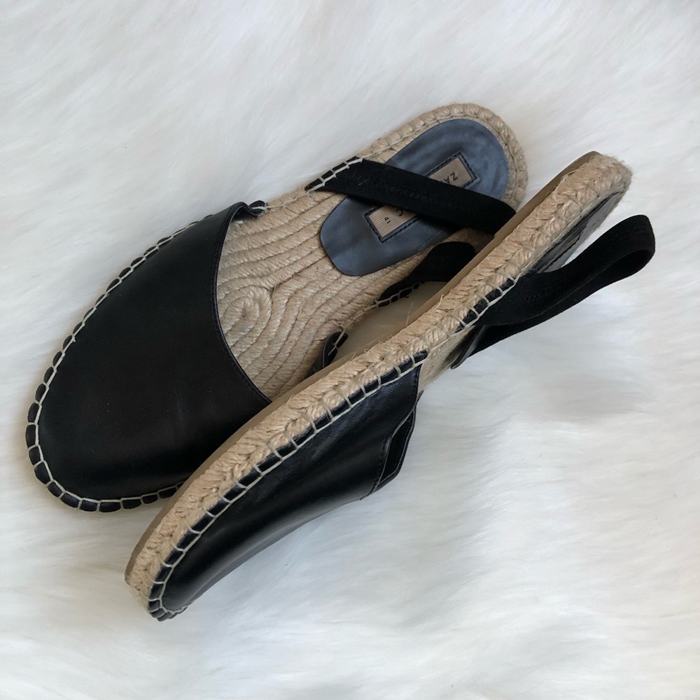 Zara Vegan Leather Slingback Espadrille Flats - Picture 4 of 6